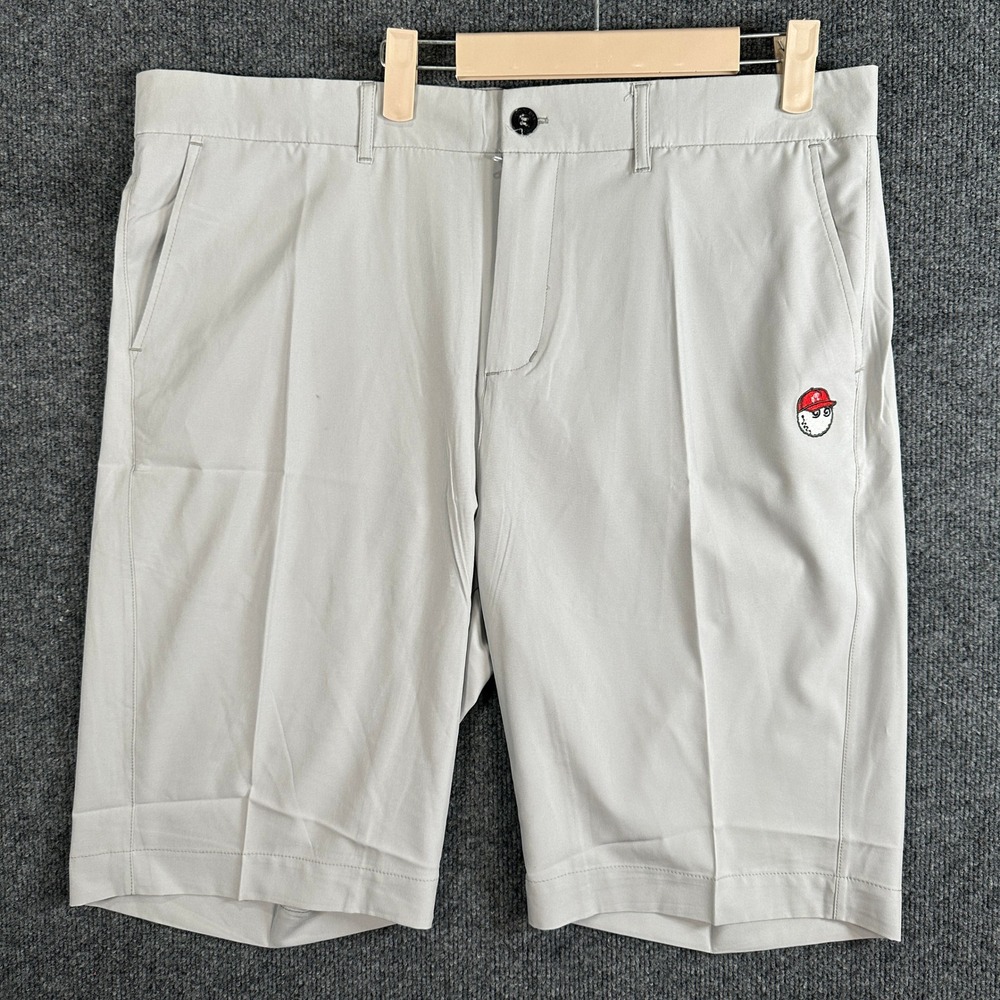 Malbon Golf Men's Grey Buckets Logo Performance Shorts Size 40 Golfball 10"